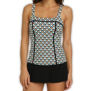 Fit 4 Ur D's Tankini Top Geo Print Size 16 #SwimwearStyle #PoolsideReady #Fit4UR